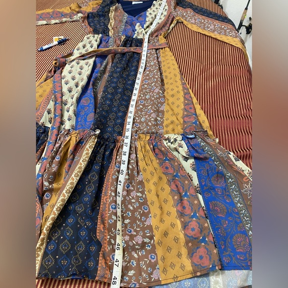 Aura Bohemian Patchwork Maxi Dress size S - Picture 6 of 9